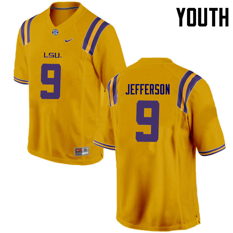 Youth LSU Tigers #9 Rickey Jefferson College Football Jerseys Game-Gold - Click Image to Close